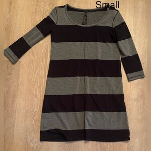 Jessica Simpson Black and Gray Striped Dress